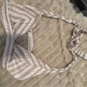 Hollister Cream Crochet Halter Top